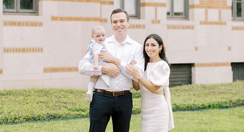 Family picture of Dennis and Gina Drake with their son SJ